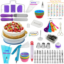 Load image into Gallery viewer, VIPorama Cake Decorating Supplies Kit 219pcs Set with Baking supplies - Cake Turntable stand Icing Spatulas 48 Piping Icing Tips &amp; Bags 3 Russian Tips Cupcake Decorating Kit