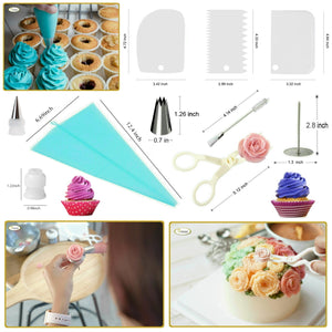 VIPorama Cake Decorating Supplies Kit 219pcs Set with Baking supplies - Cake Turntable stand Icing Spatulas 48 Piping Icing Tips & Bags 3 Russian Tips Cupcake Decorating Kit