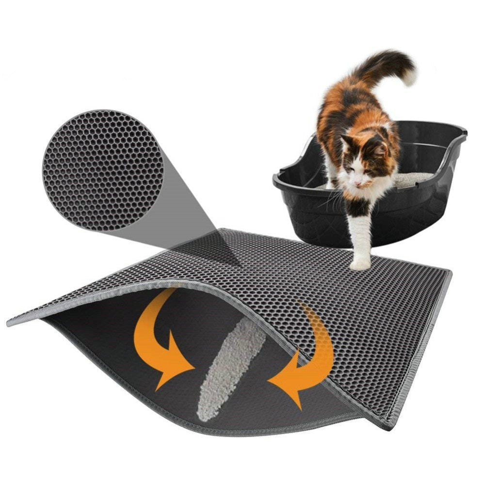 IN STOCK] Cat Litter Mat Grey Trapping for Litter Box, No-Toxic & Large,  Urine & Waterproof, Honeycomb Double Layer Anti Tracking Kitty Mats, No  Phthalate, Washable Easy Clean 